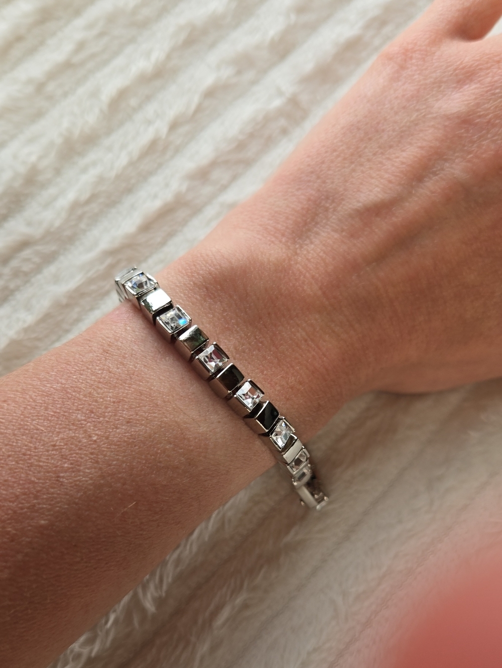 Classic Silver Tennis Bracelet with Clear Stones - Women Jewelry
